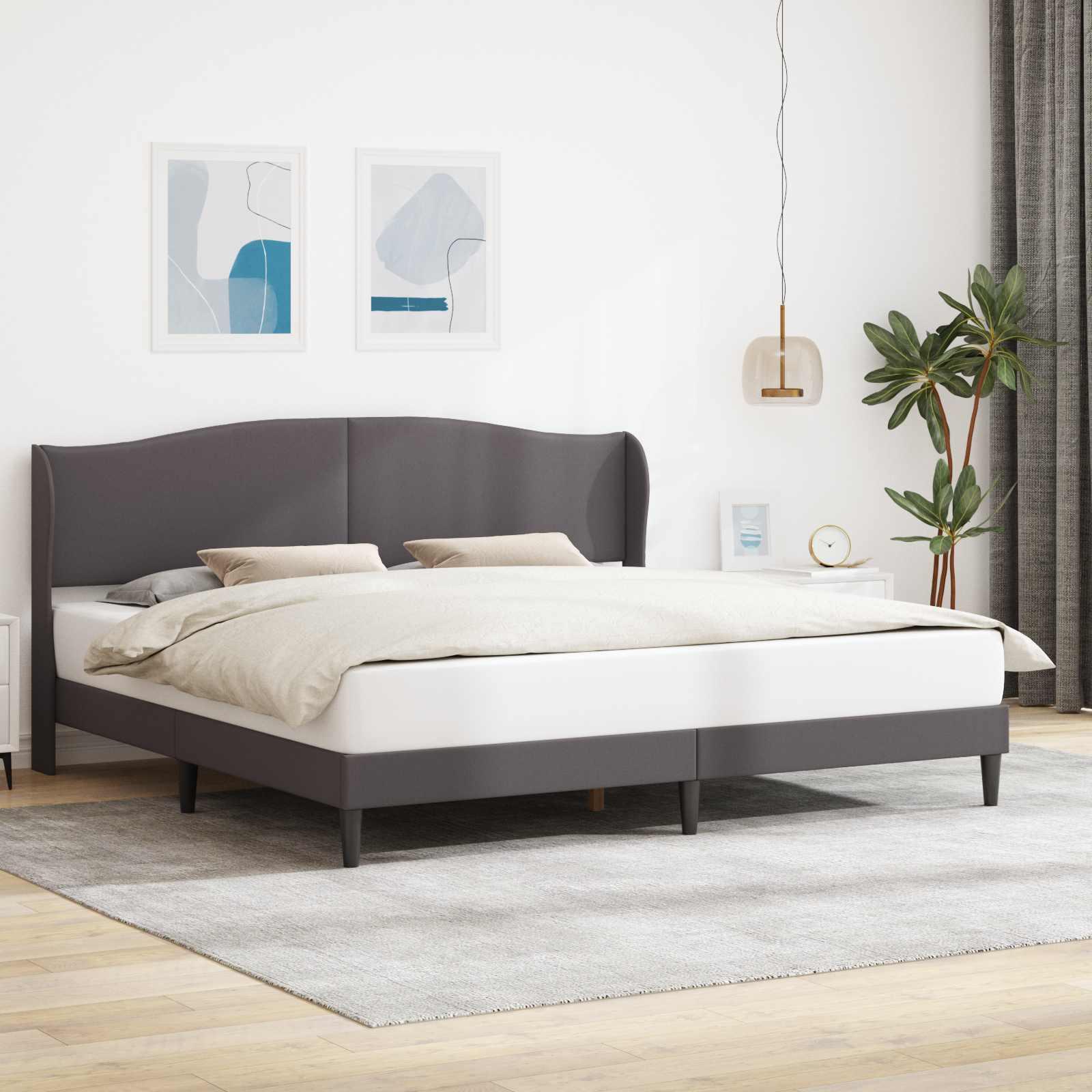 vidaXL Möbel Bettrahmen mit Kopfteil Grau 200 x 200 cm KunstlederKlassische Betten - Klassische Betten c6918 LL0000497361-VDLL-NEW26522