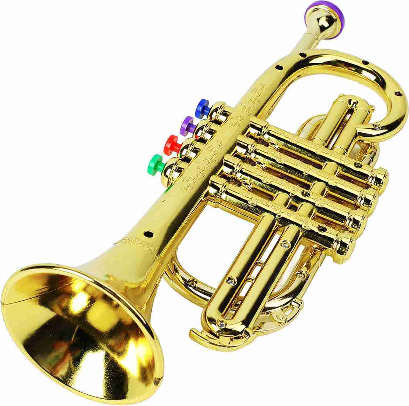Cocosity Kindertrompetenspielzeug,Gold Kindertrompetenspielzeug,4 farbige Tasten Trompetenspielzeug,4 Tasten Trompetenspielzeug,Kindertrompetenspielzeug,Kindertrompete