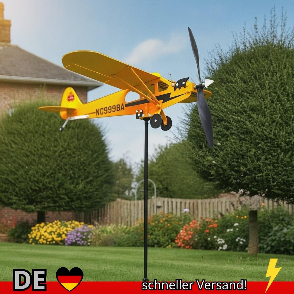BlueBlack Kreative Wetterfahne Windrichtung Kompass Rohr Flugzeug Windmühle 3d Outdoor