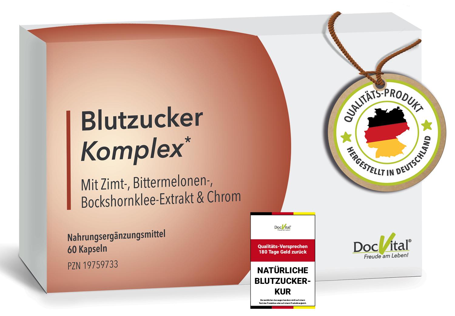 BioMedicals DocVital® Blutzucker Komplex 60 Kapseln hochdosiert - Unterstützung des normalen Blutzuckerspiegels* & bei Insulinresistenz 1030412