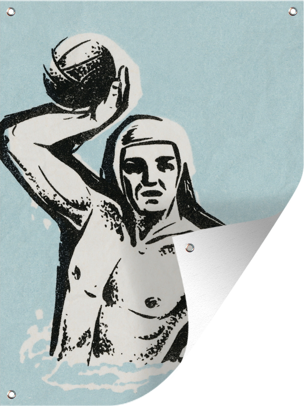 MuchoWow® 60x80 cm Outdoor-Poster Gartendeko Sichtschutz Garten Poster für den Garten Eine Illustration eines Wasserballspielers 133|1353478