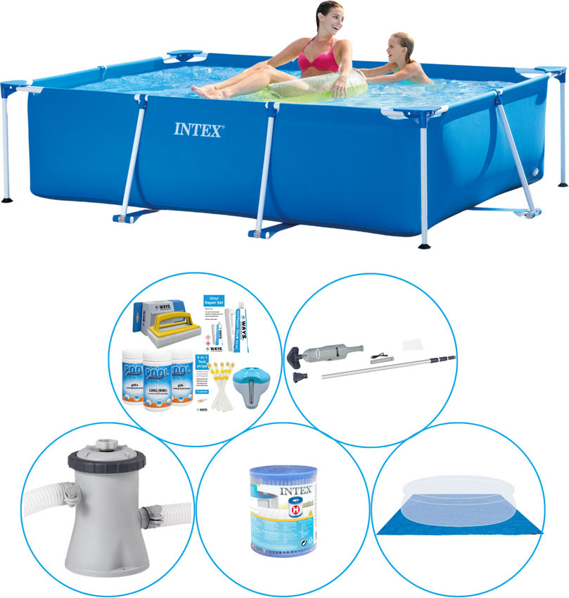 Intex Rámový bazén obdĺžnikový 220x150x60 cm - 6-dielny - Bazén vrátane príslušenstva