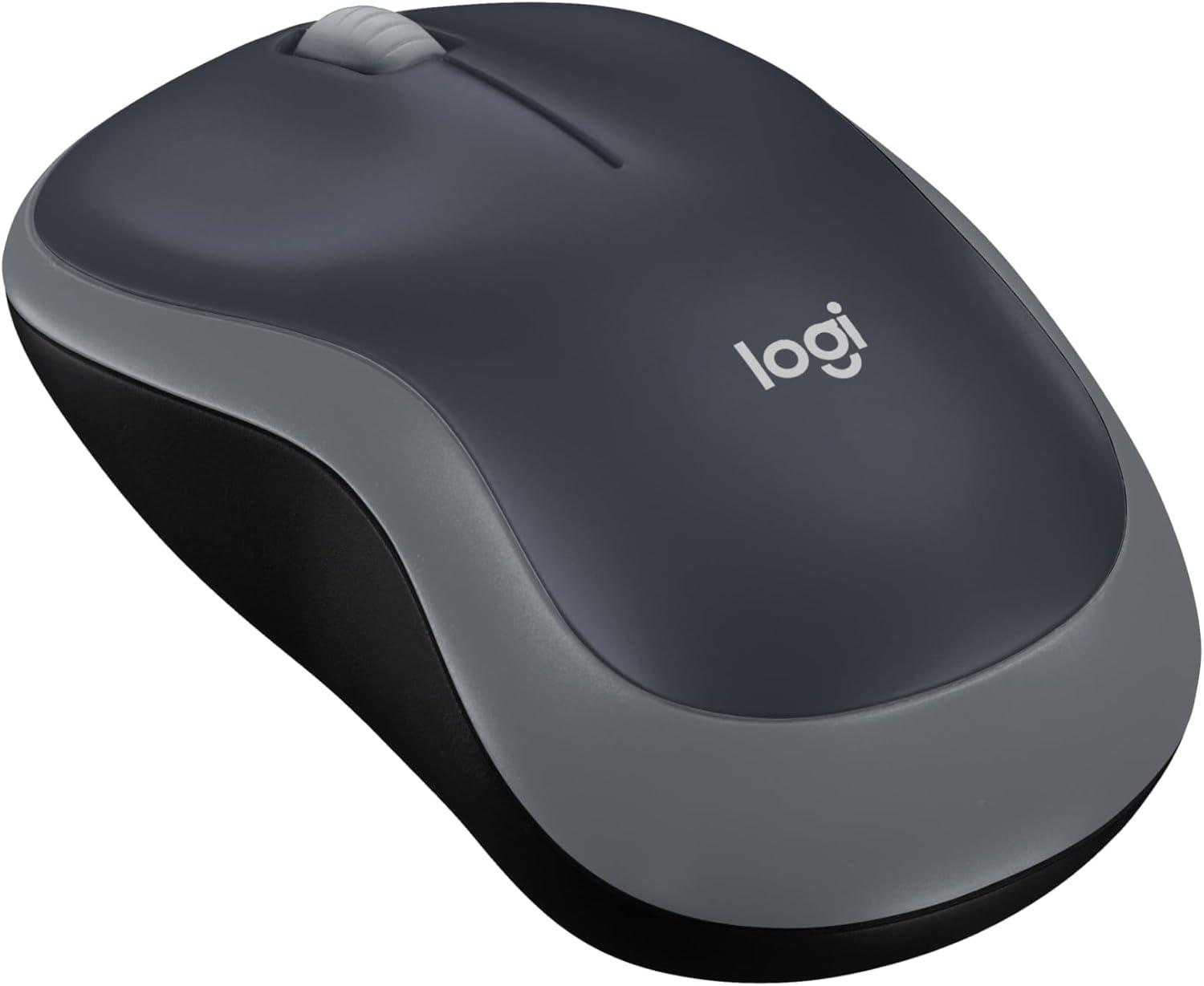 Logitech M185 Kabellose Maus mit 2,4 GHz USB-Empfänger, 1000 DPI, 12 Monate Batterielaufzeit, Grau für PC und Laptop