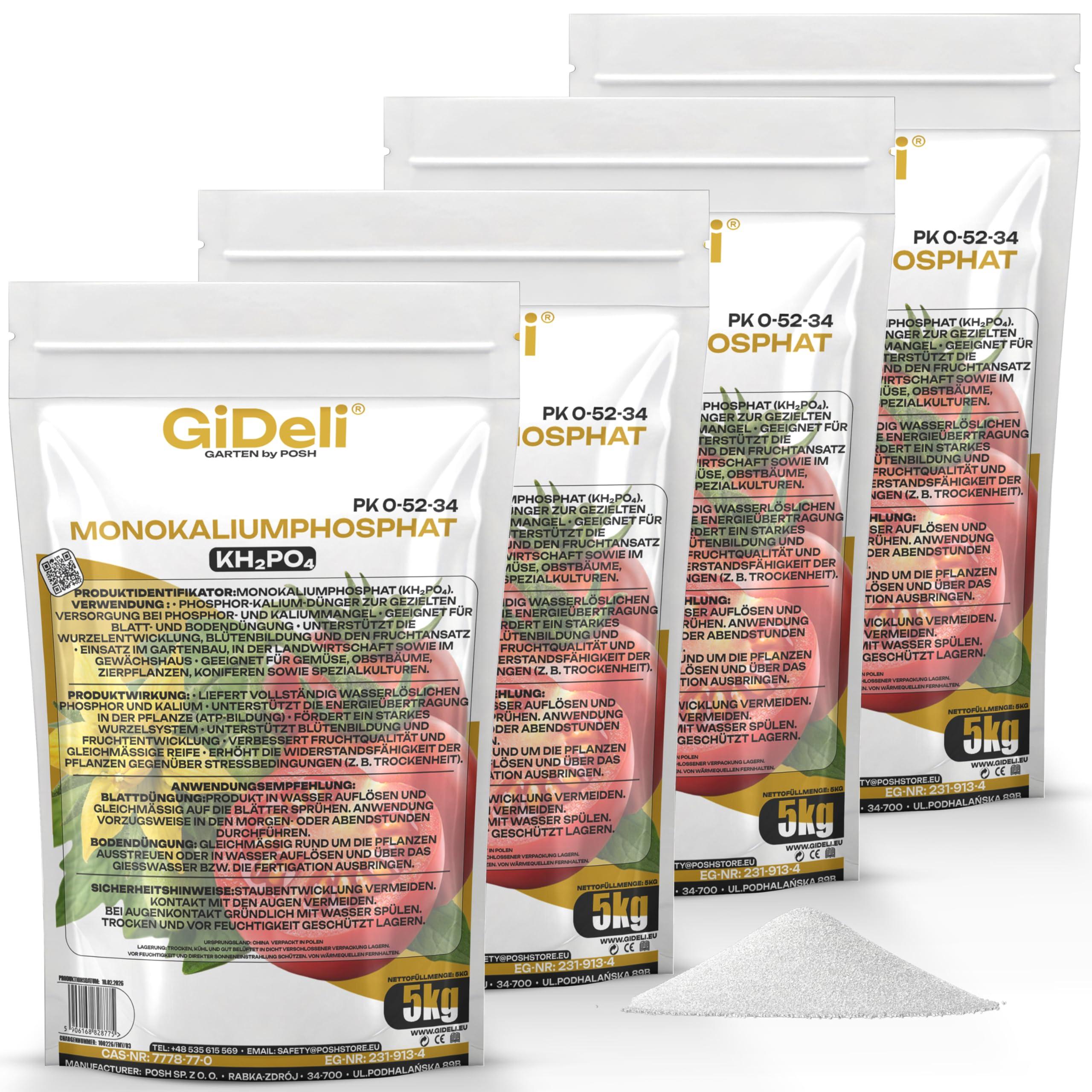 Posh Monokaliumphosphat 20kg MKP Phosphor Kalium P-K Dünger Blühbooster Blüte GiDeli