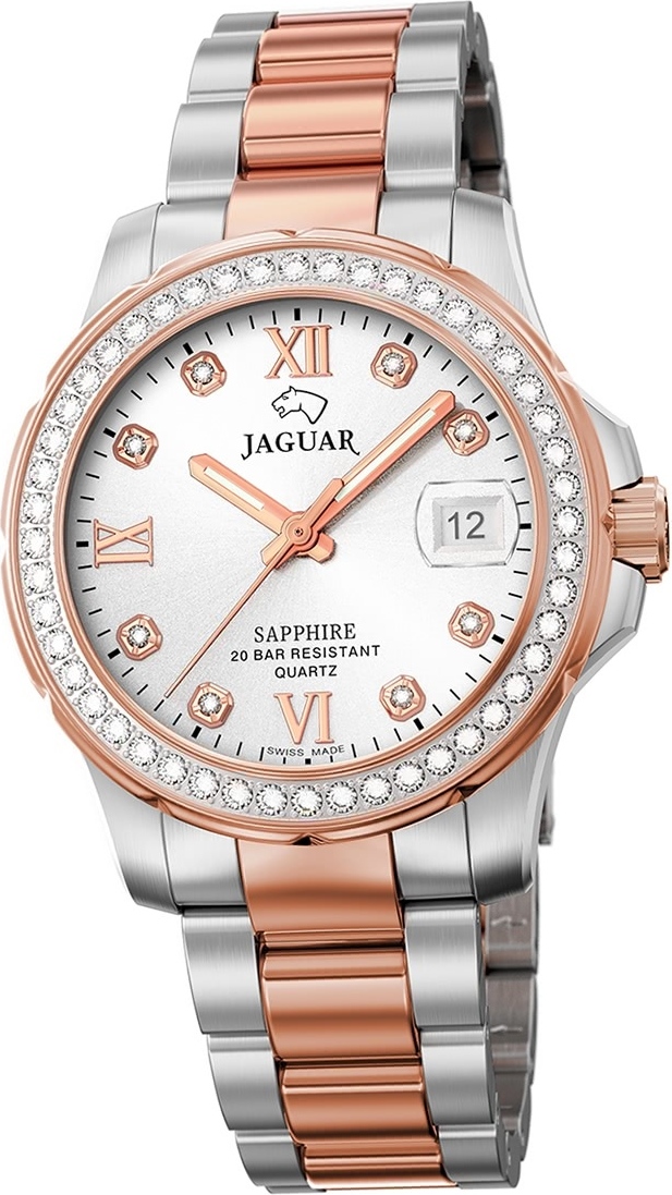 Jaguar z nehrdzavejúcej ocele Dámske analógové hodinky Módne strieborné ružové zlato Cosmopolitan D2UJ894/1