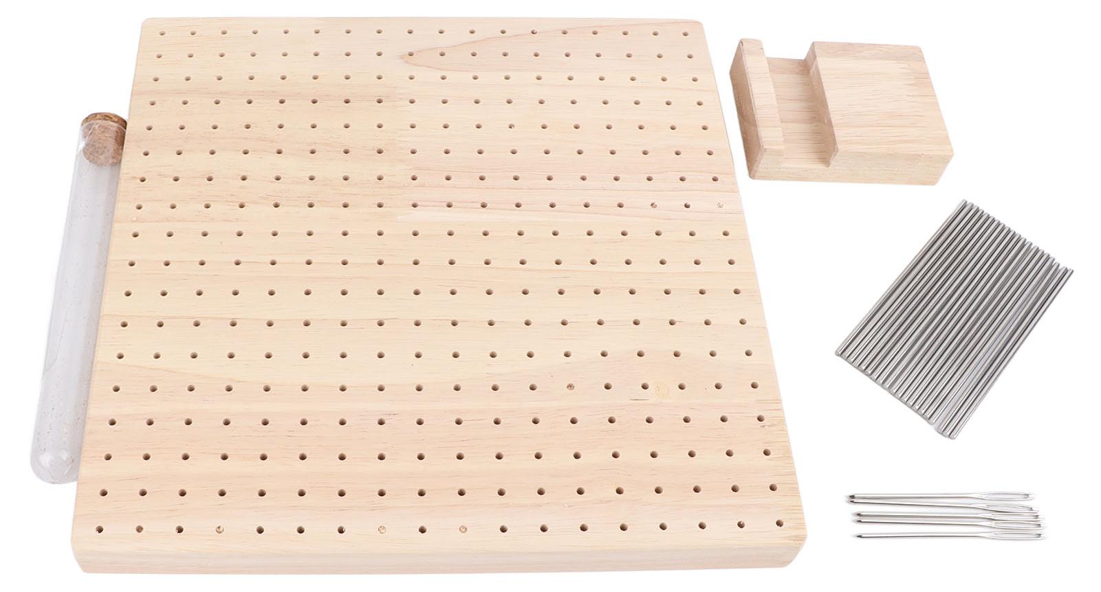 Gistuch 9,3-Zoll-Gummi-Holz-Häkelblockierbrett-Zubehör mit 20 Stahlnadeln Ständer für Strickprojekte