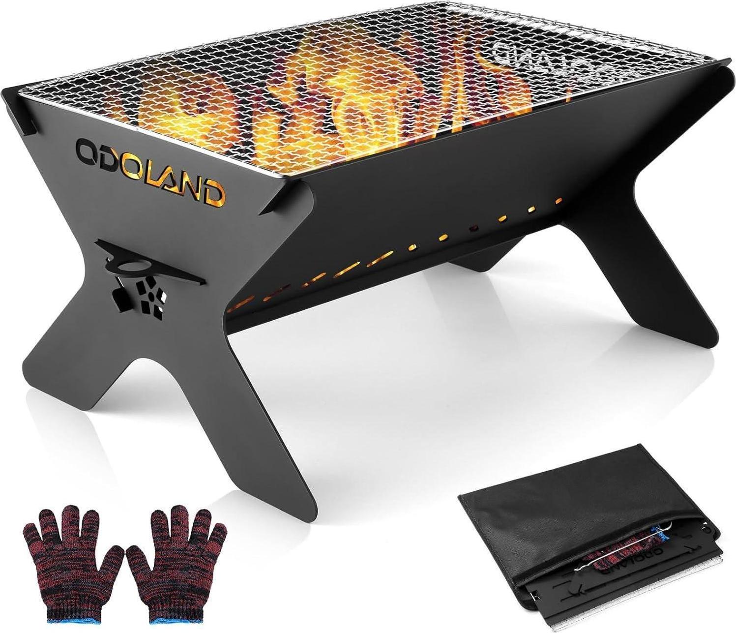 Sonstige Odoland Camping-Feuerstelle 2-in-1 tragbare Holzfeuerstelle und Grill