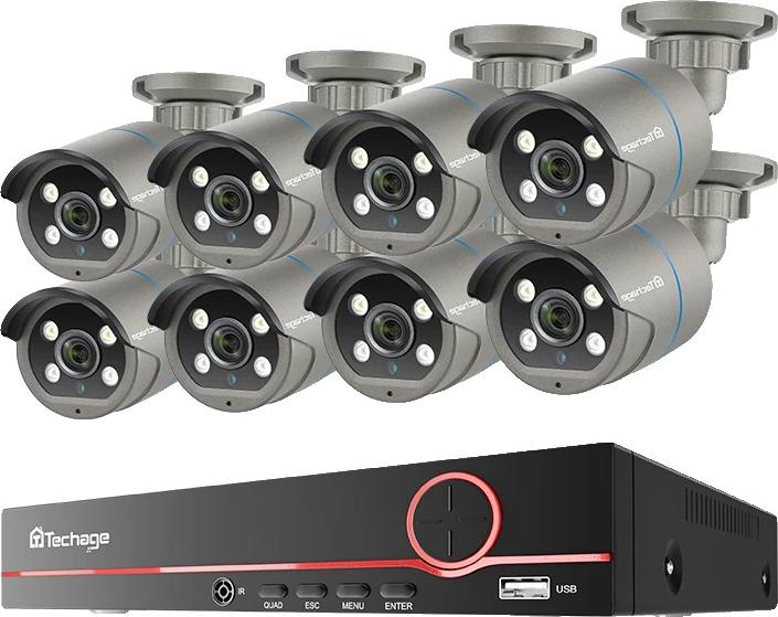 Bezpečnostný kamerový systém, rozlíšenie 4 MP, AI rozpoznávanie tváre, 8CH NVR a 8 kamier, 3T(????)