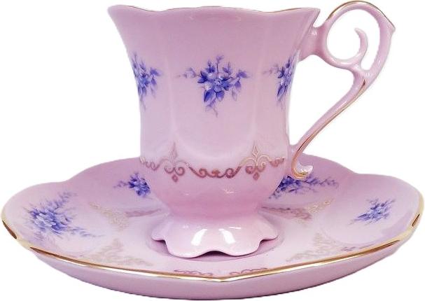 Leander Carolina, Kaffeetasse mit Untertasse, rosa Porzellan