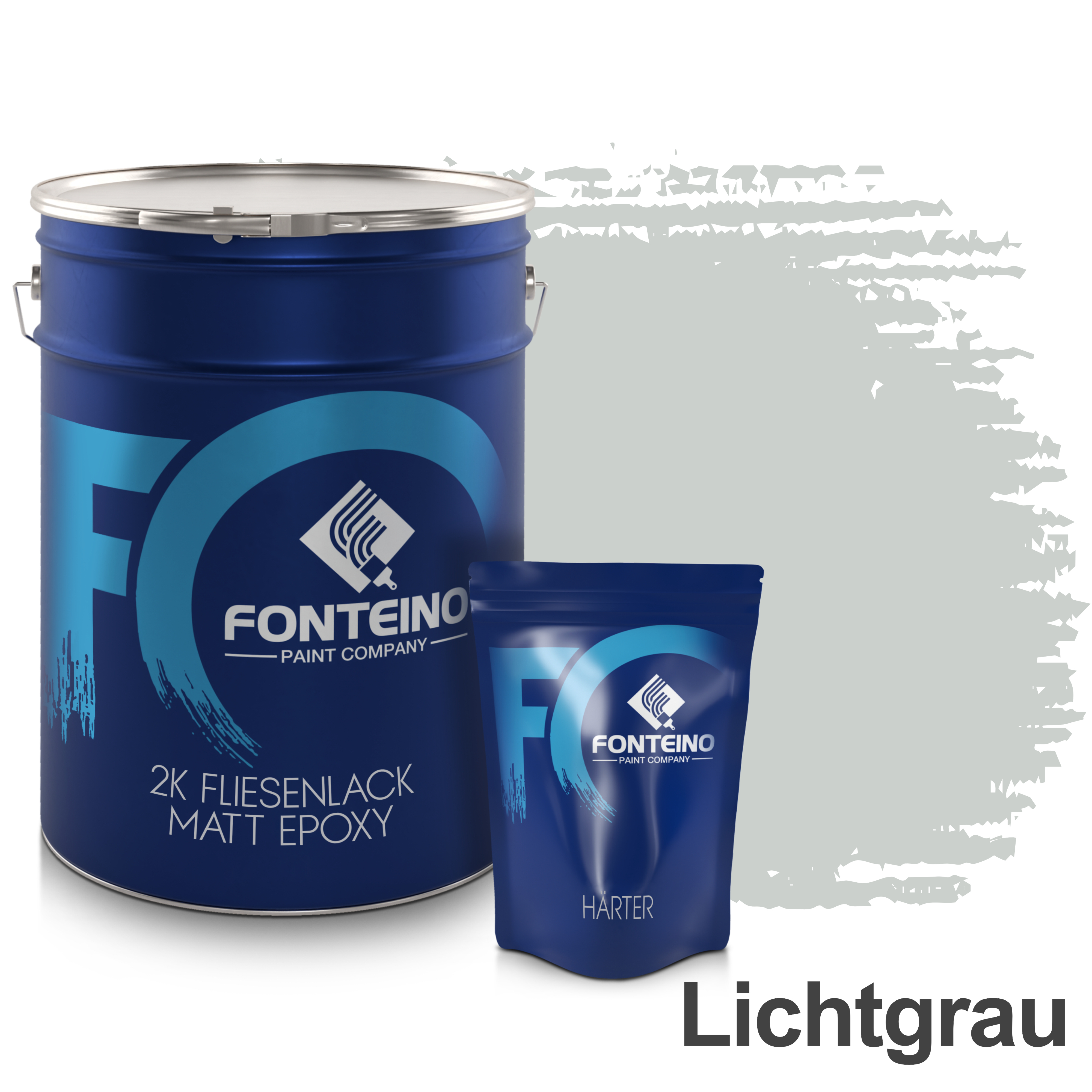 FONTEINO 2K Fliesenlack MATT Wandfliesen Bodenfliesen Fliesenfarbe Lichtgrau - 2,5Kg