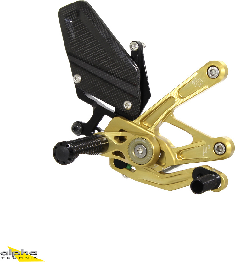 GILLES TOOLING MUE2 Einstellbare Fußrastenanlage Gold Yamaha YZF-R1 46-RN3204-902