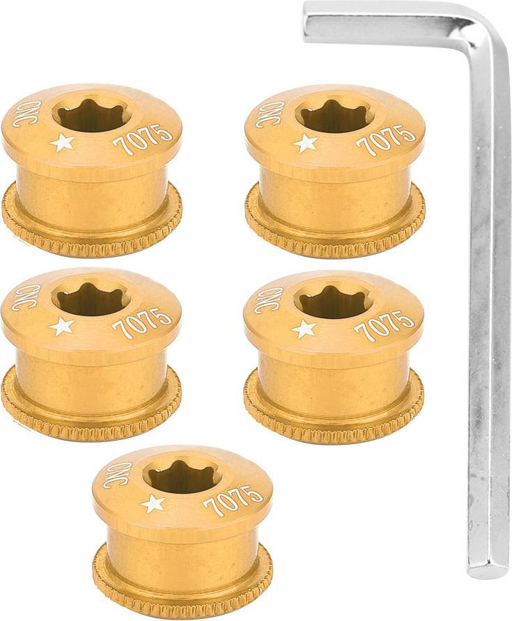 Gistuch 5-teilige Fahrrad-Kettenblattschraube, Kettenblattschraube für Einzel-, Doppel- und Dreifachgeschwindigkeit(gold-5mm)