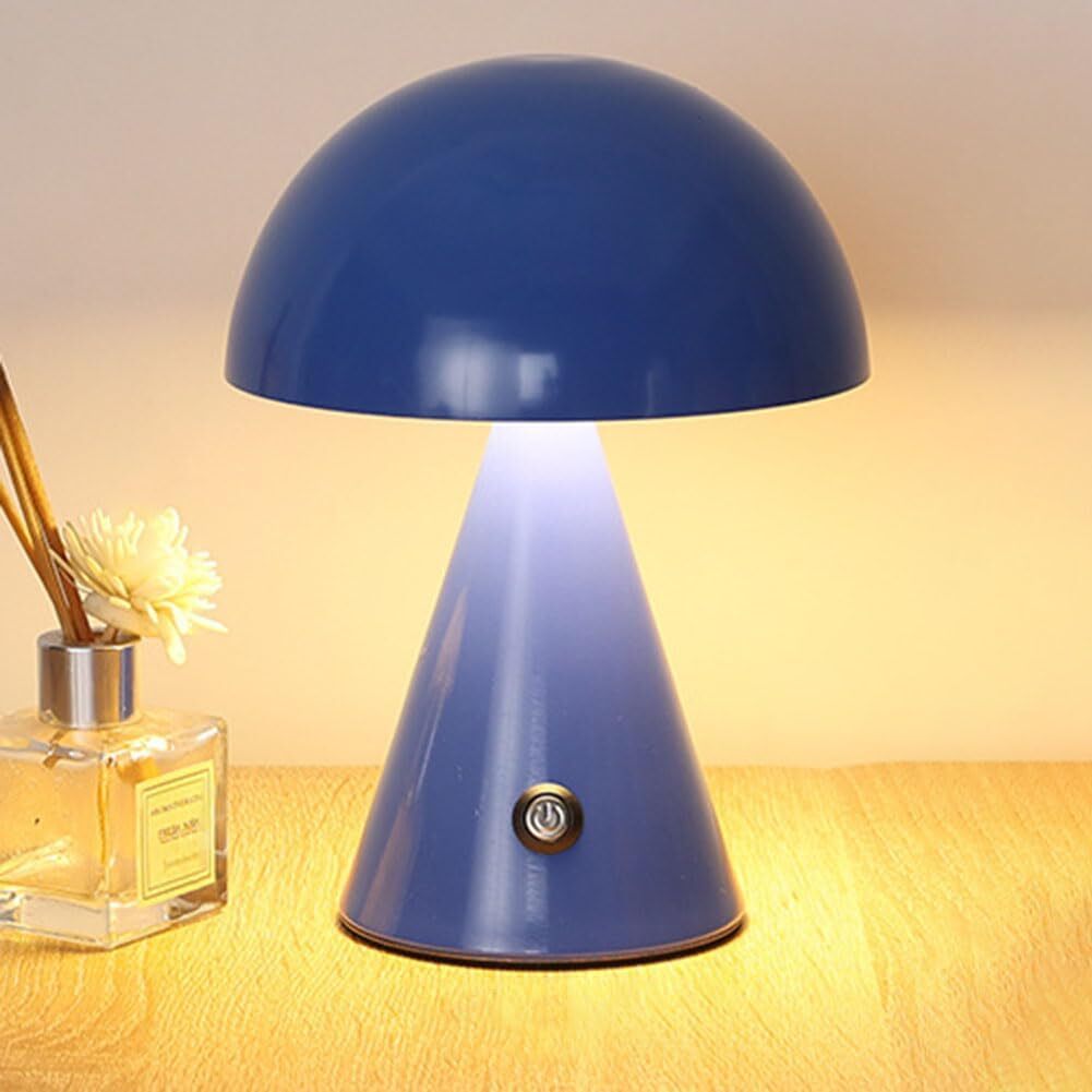 yozhiqu Pilz-Nachtlicht, 3 Farben, dimmbare Nachttischlampen, Pilzlicht, Vintage-Pilz-Tischlampe, niedliche USB-wiederaufladbare Touch-LampenBlau