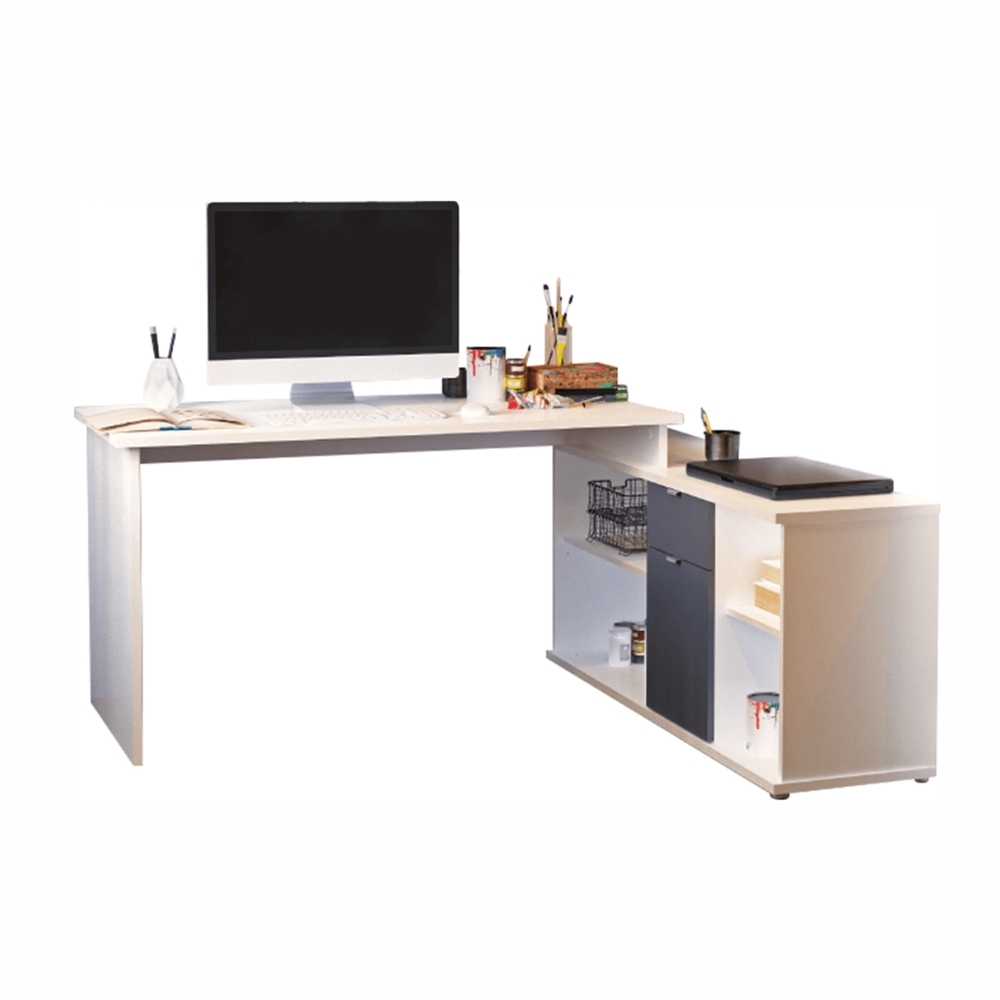 Kondela Ecke PC-Tisch Dalton 2 Neue L/P - weiß grau Dalton 2 New L/P