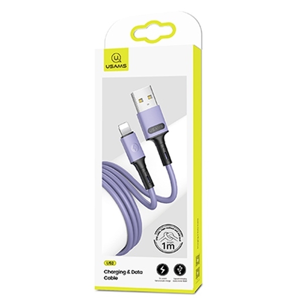 Usams Kábel U52 Lightning 2A Fast Charge 1M Fialový/Fialový Sj434Usb04 (Us-Sj434)