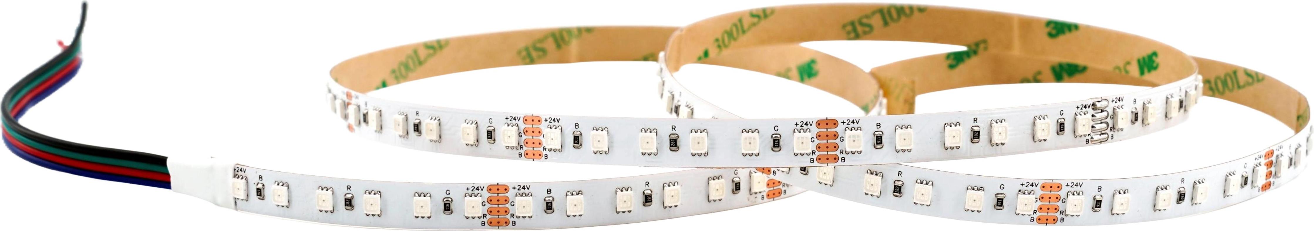 SK-LED RGB LED Streifen 10 mm – 60 LEDs/m, 24V, 14,4 W/m, 5m – SMD-RGB, 120° Abstrahlwinkel, IP20