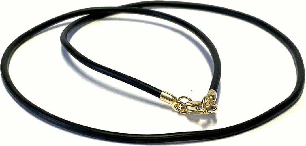Edelschmiede925 Kautschukband schwarz 2mm 333/- Gelbgold Verschluß 45 cm Edelschmiede925-35582