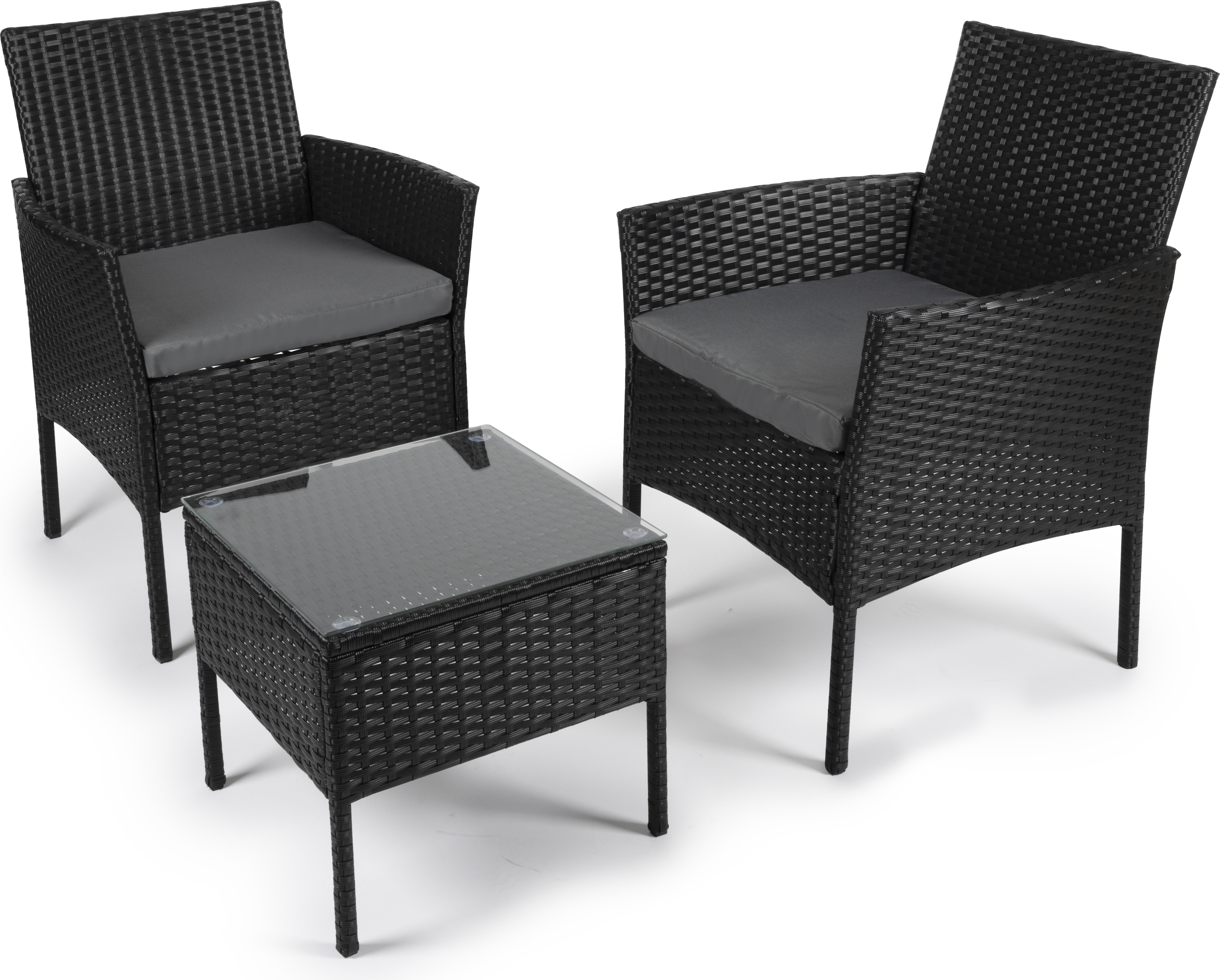 Lifetime Garden Lounge Set záhradného nábytku - Lisbon Patio Furniture - 3-dielny - Záhradné stoličky a stolík - Ratan - čierny - Záhrada, balkón a terasa