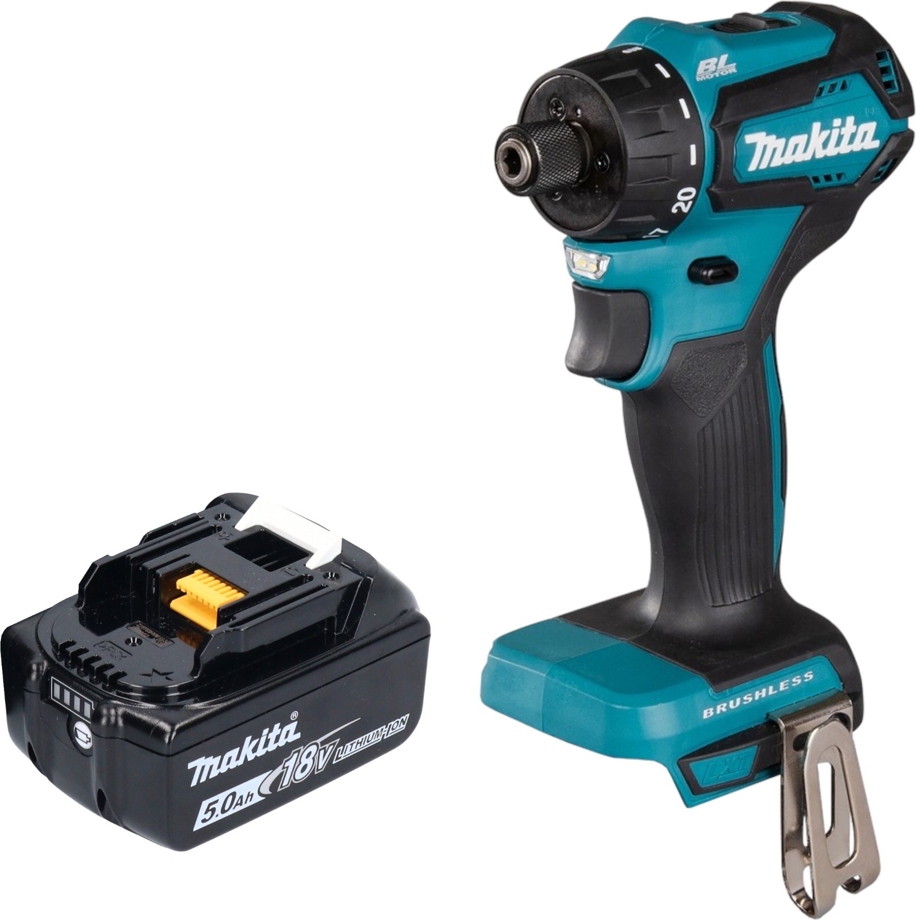Akumulátorová vŕtačka Makita DDF 083 T1 18 V 40 Nm 1/4'' bez kefiek + 1x akumulátor 5,0 Ah - bez nabíjačky