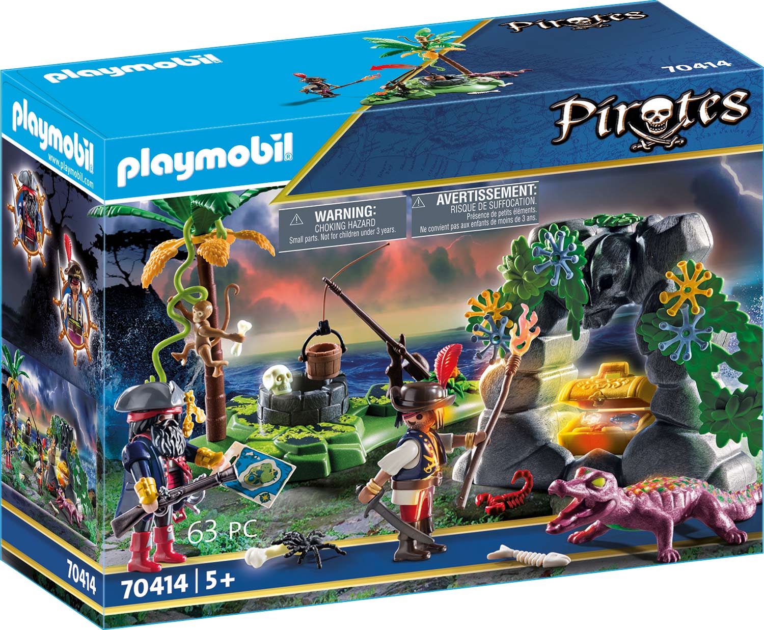 Playmobil Pirates 4139 Pirateninsel Boot Schatz-Versteck Papagei Palme  Neu 