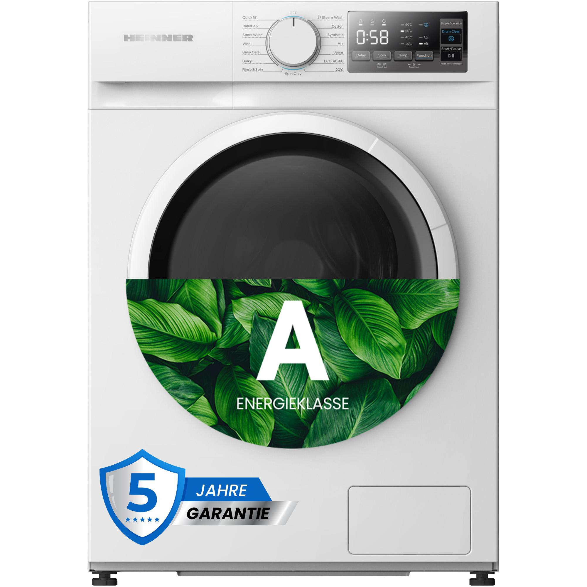 Heinner HWM-M914IVNA Waschmaschine 9 kg, Dampfprogramm, LED-Display, 1400 U/min, , Weiß HWM-M914IVNA+++