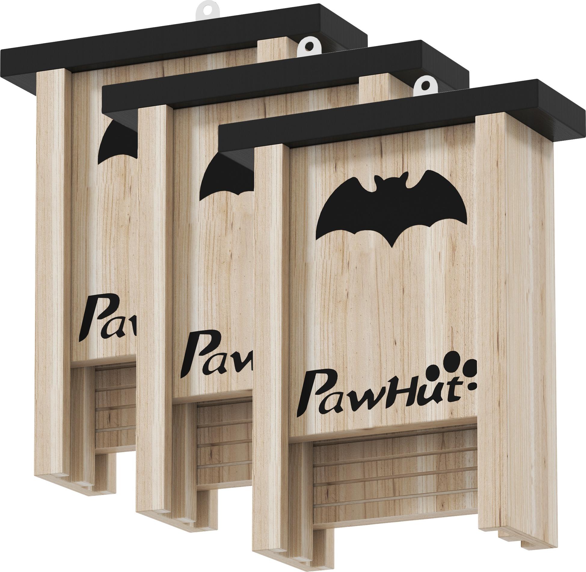 Slyrun 3er-Set Fledermauskasten aus Holz - Leicht montierbar für Garten, Wald & Balkon - 18x6x22,5 cm - Fledermausschutz & Insektenbekämpfung KAUF-QYSP-D51-470V00ND-015
