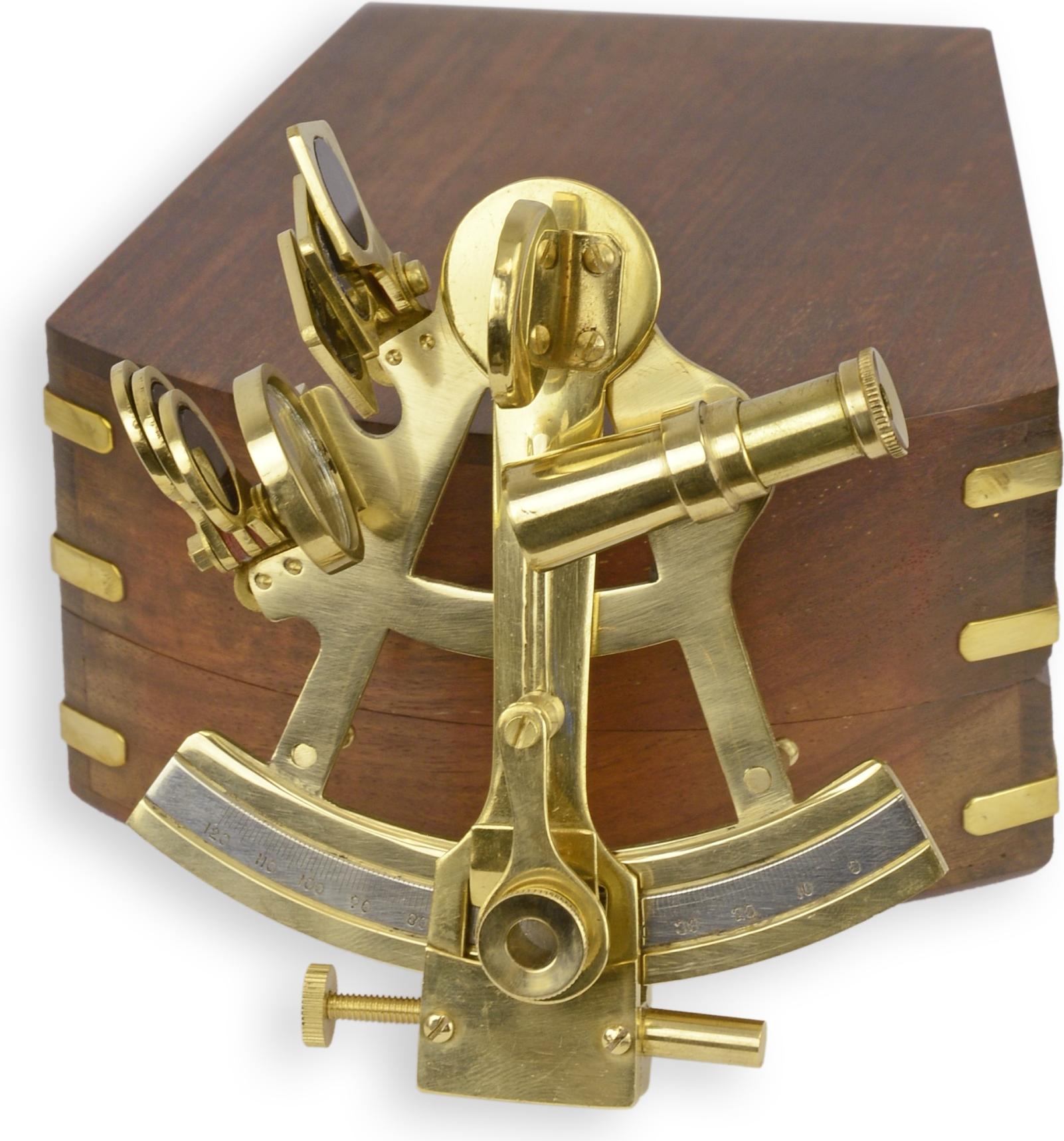 Aubaho Ein Sextant in einer Holzkiste Replikat Retro Design Dekoration