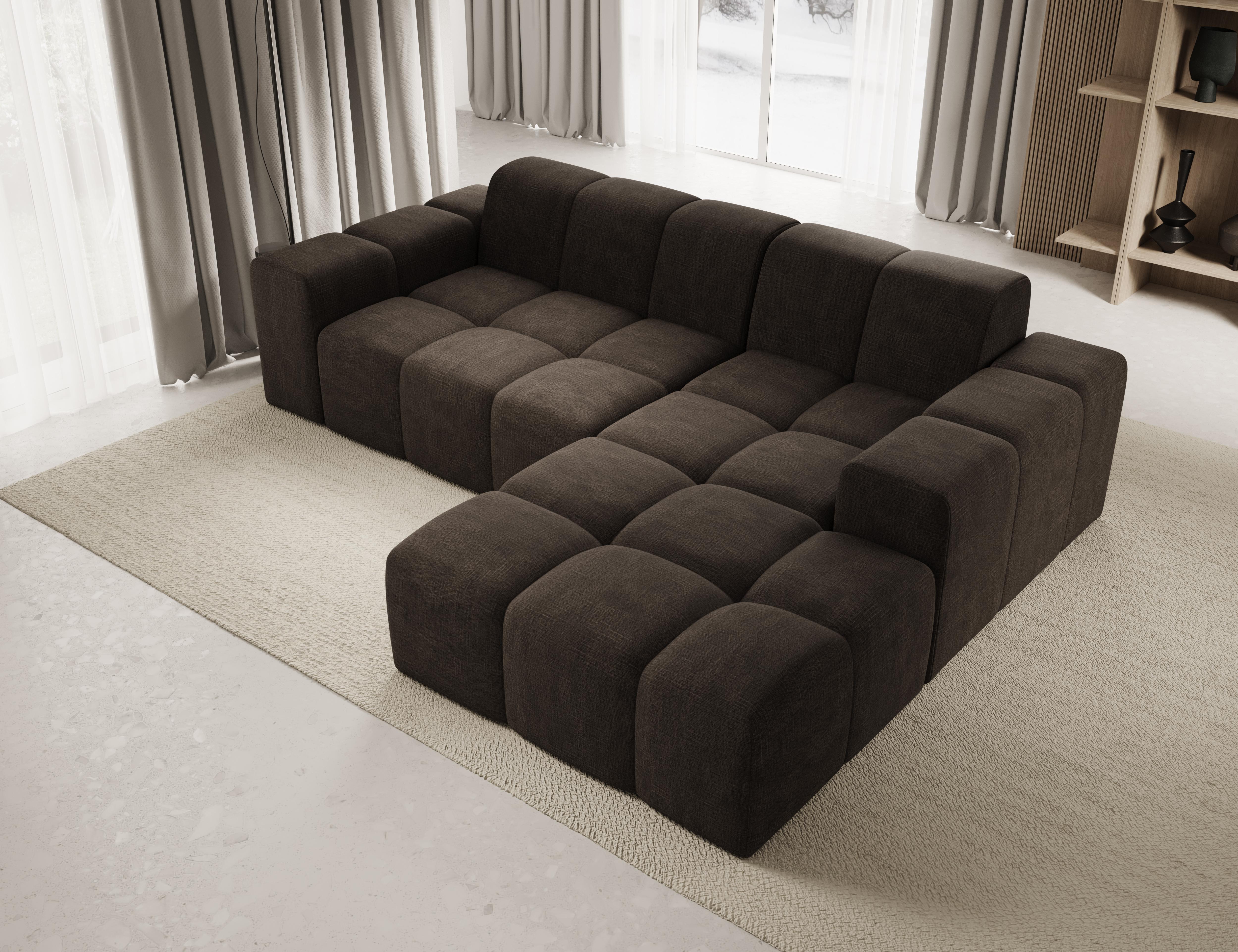 möbelfest Sofa ohne Schlaffuktion, Ecksofa L-Form Veloursstoff, Rechts Sofa, Braun Fogo