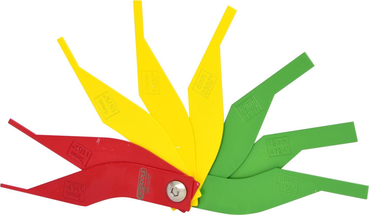 KS Tools Bremsbelag-Verschleißlehrenfächer-Satz, 8-tlg 300.0570