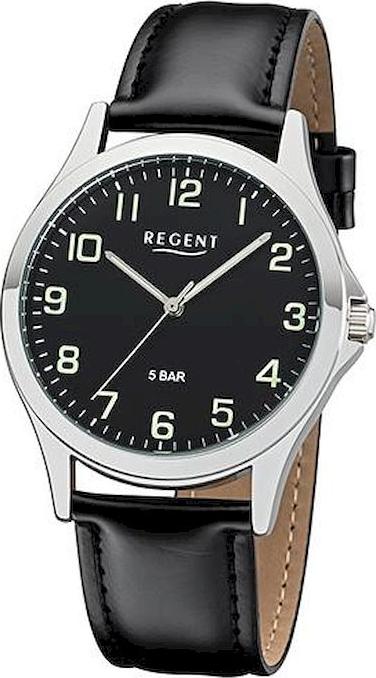 Regent Herren Uhr Lederarmband 1112420 Analog Leder Armbanduhr schwarz UR1112420