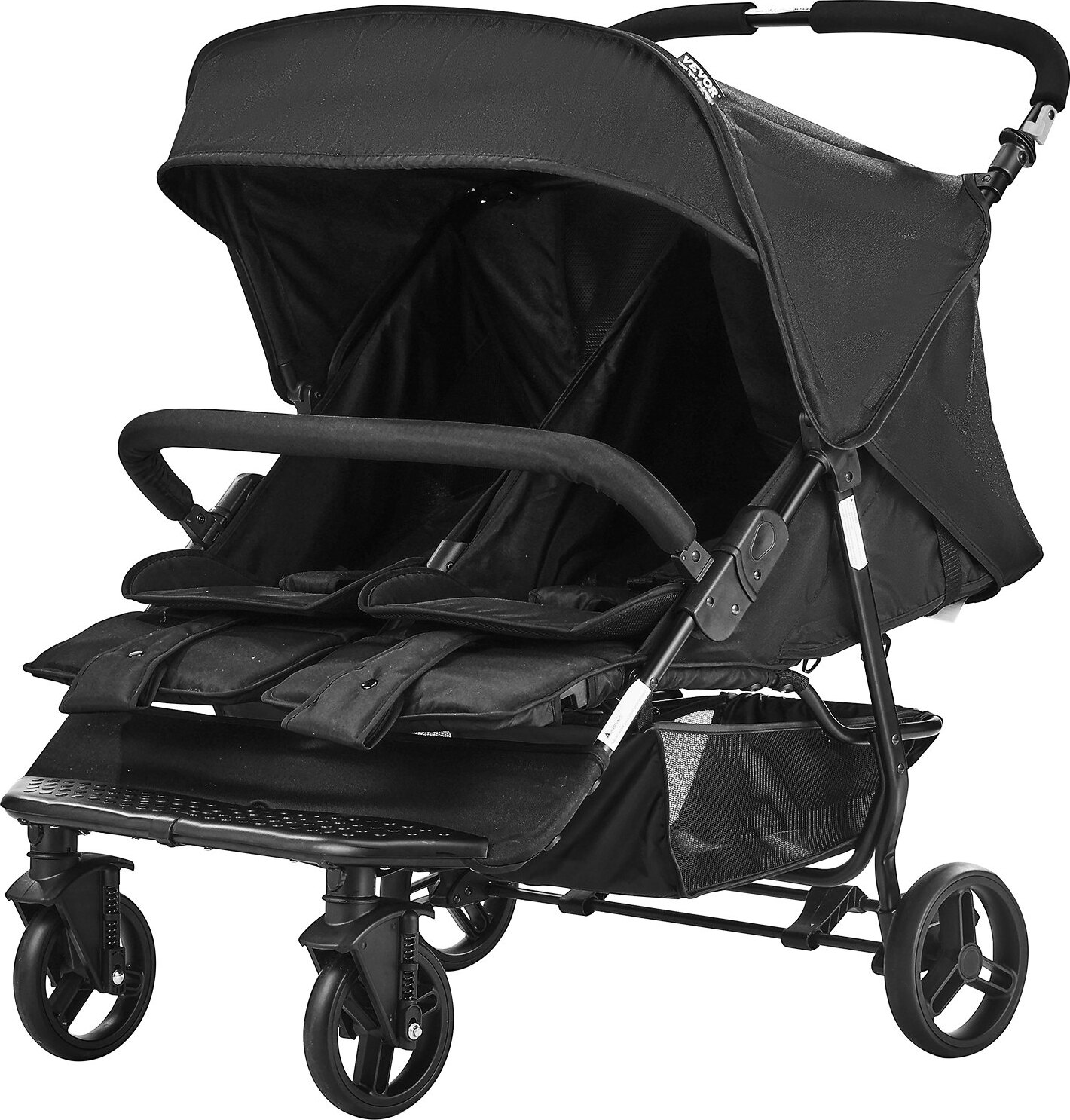 Zerbaco Zwillingskinderwagen Geschwisterwagen Kinderwagen 82x74x102cm Schwarz