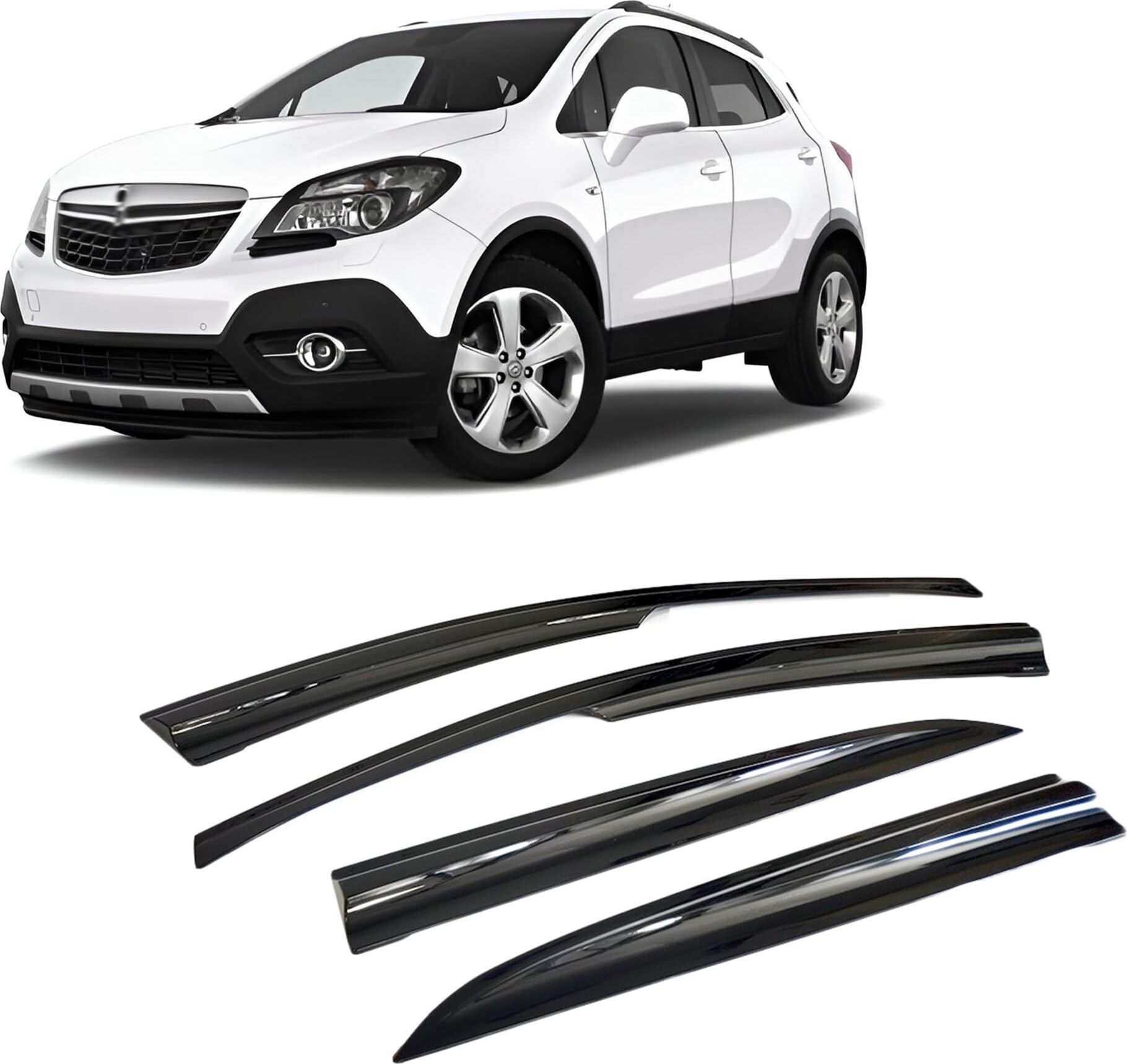 Rumplex Windabweiser Luftabweiser Regenabweiser Seitenfensterabweiser Kompatibel mit Opel Mokka 2013 - 2019 Autofenster Regenschutz Regenabweiser Anklebbare Deflektoren 4 Stück
