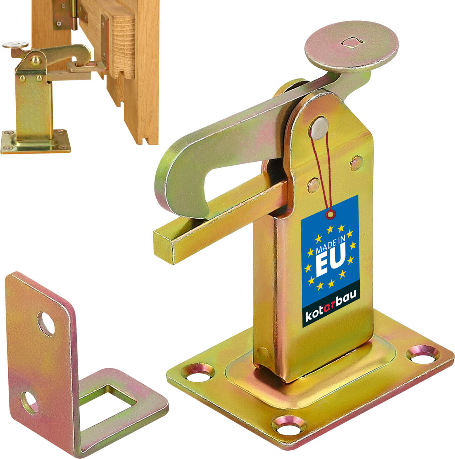 KOTARBAU® Türstopper 97 Bodenmontage Torfeststeller Türfeststeller Gelb Torstopper Feststeller Schließwinkel Türpuffer Stahl Robust Massiv