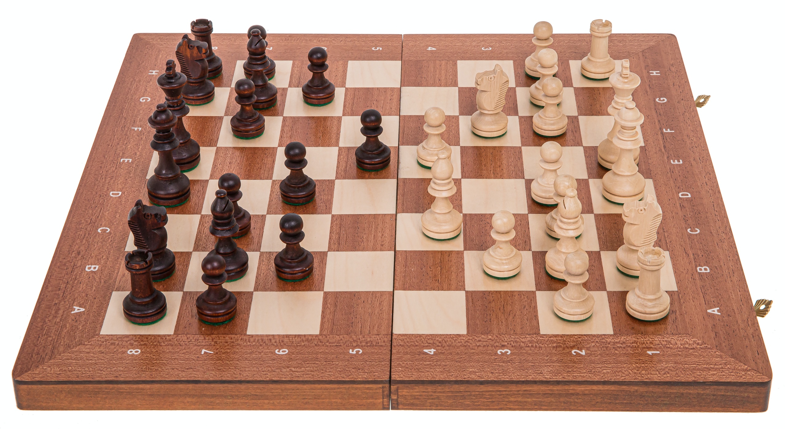 Schachfiguren geschnitzt Schachbrett MAHAGONI Schachspiel SCHLOSS SQUARE 
