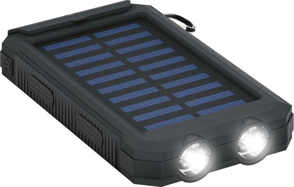 Powerbank mit Solarzellen, 8000 mAh - Schwarz