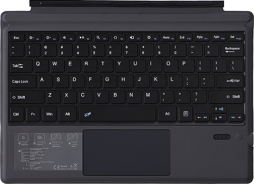 Douself Microsoft Surface Pro3/4/5/6 12,2 Zoll ultradünne Aluminiumlegierung mit Touch-Wireless-Bluetooth-Tastatur Saugbildschirm Einzeltastatur