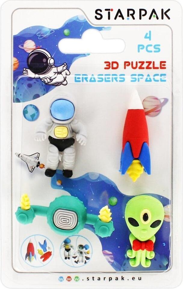 STARPAK 3D-Puzzle Radiergummi 4 Stück Space