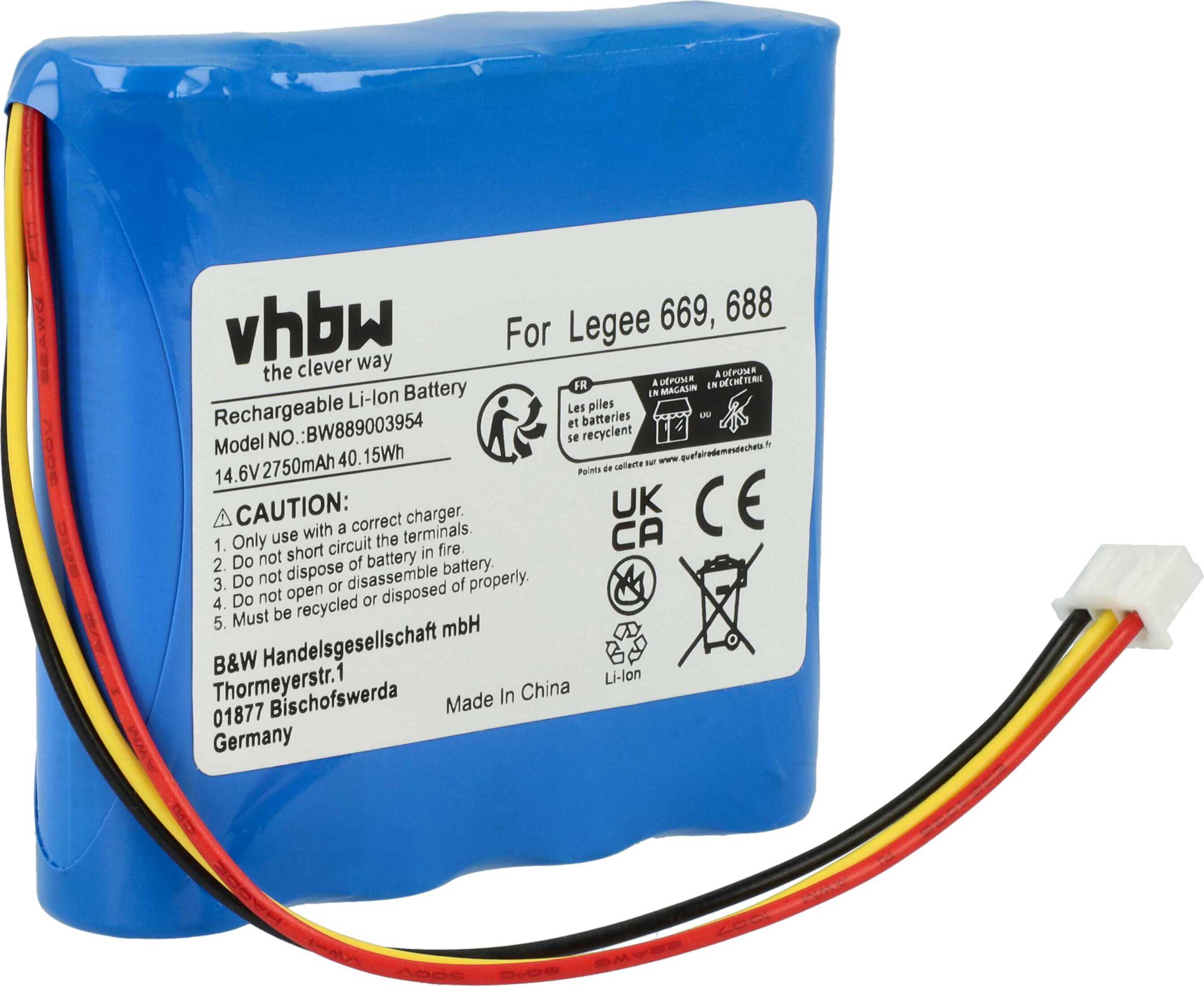 vhbw Akku Ersatz für Hobot HB668P108 für Saugroboter (2750 mAh, 14,6 V, Li-Ion, ohne Gehäuse)