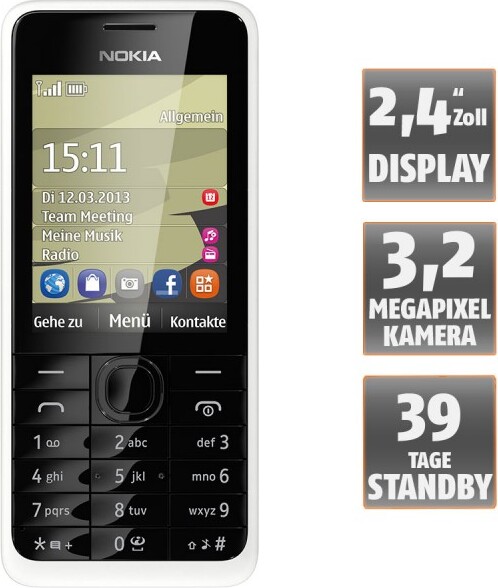 Nokia 301 (biela)