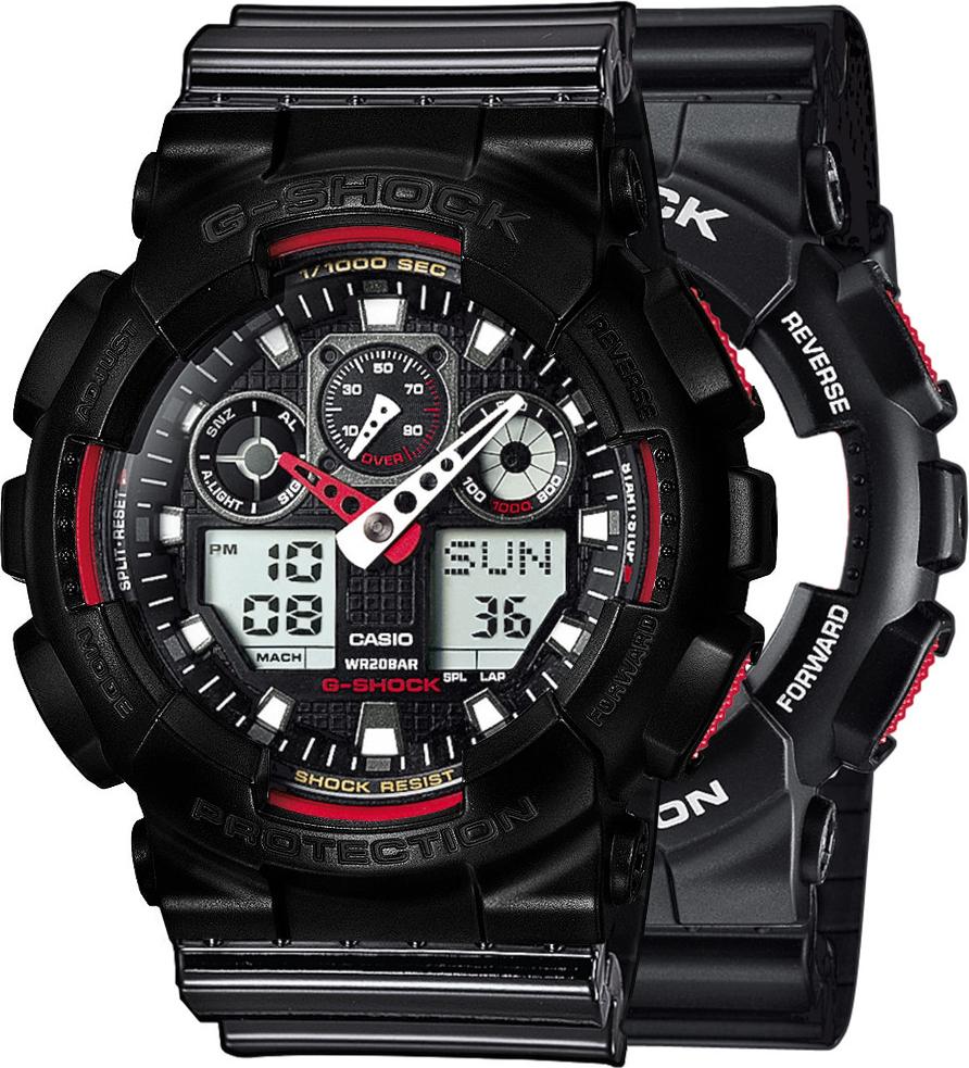 Hodinky Casio G-Shock SET GA-100-1A4ER + BEZEL 10523429 + BAND 10378391 20BAR