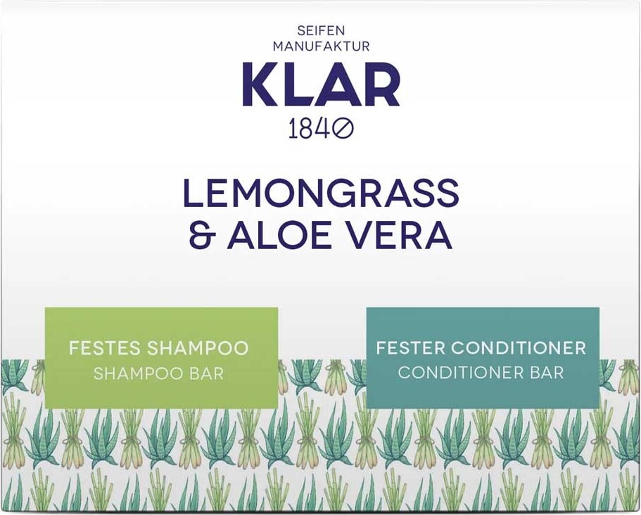 Klar Seifen Geschenkset festes Shampoo & Conditioner Lemongrass & Aloe 7040-50