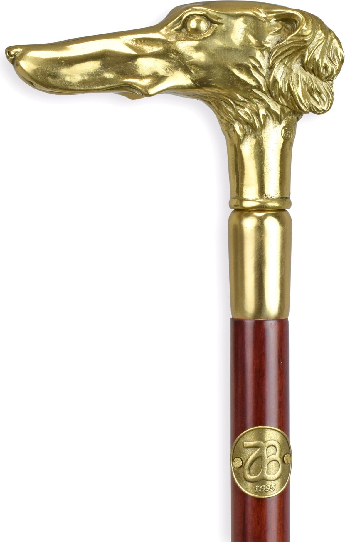 Aubaho Spazierstock Flanierstock Hund mit Bronzegriff Replikat Retro Design Dekoration