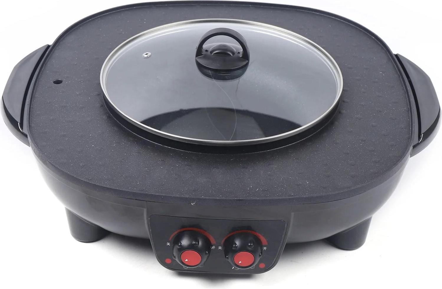 Elektrický varný kotlík s grilom, 4000 W, 2 stupne výkonu, 3-4 l, nepriľnavý povrch, ideálny na domáce grilovanie a hotpot