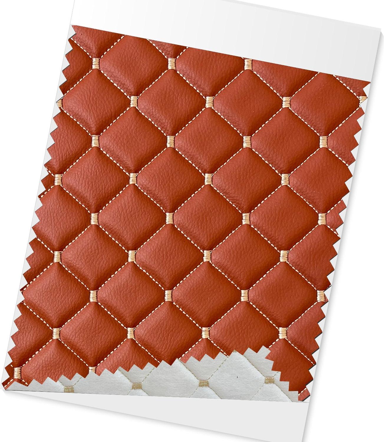 OMAC Polsterstoff Kunstleder Polster Autostoff Gesteppt Autopolsterstoff Hellbraun