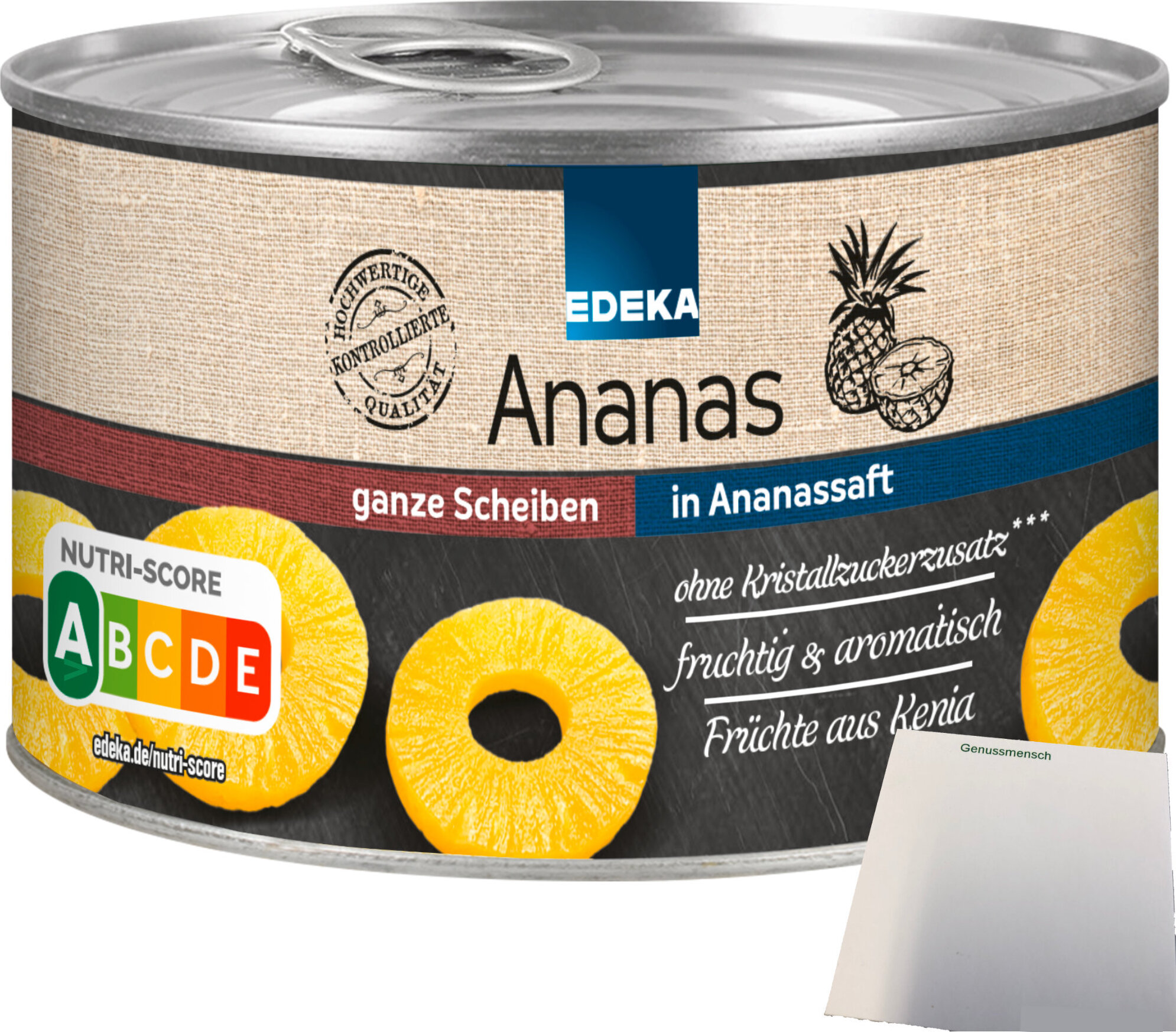 Edeka Ananas ganze Scheiben in Ananassaft fruchtig aromatisch (227g Dose) + usy Block