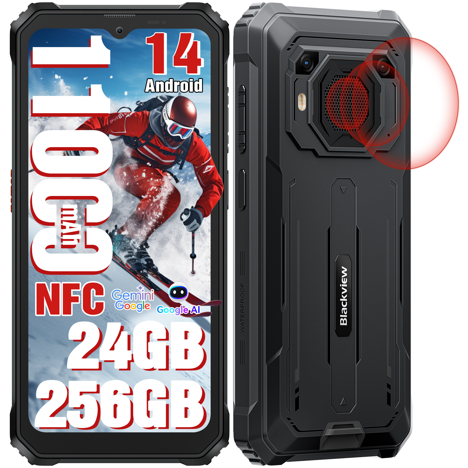 Blackview BV6200 Plus(2025) Outdoor Handy Ohne Vertrag 6,56“, 11000mAh Akku Android 14 Outdoor smartphone, 24GB+256GB/2TB, 90Hz, IP69