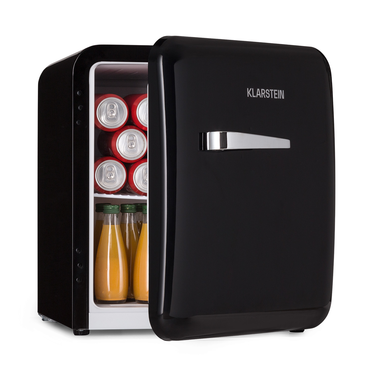 Klarstein Kühlschrank, Mini-Kühlschrank für Getränke, Kühlschrank Klein, Kleiner Kühlschrank Lautlos, Skincare Fridge, Vintage Design, Camping Kühlschrank, Minikühlschrank für Zimmer, 0-10°C, 48 L HEA13-Audrey-Mini-bl