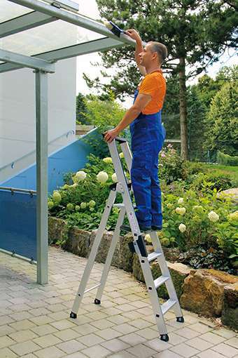 Günzburger Steigtechnik Stufen-Stehleiter einseitig begehbar 10 Stufen - 040110