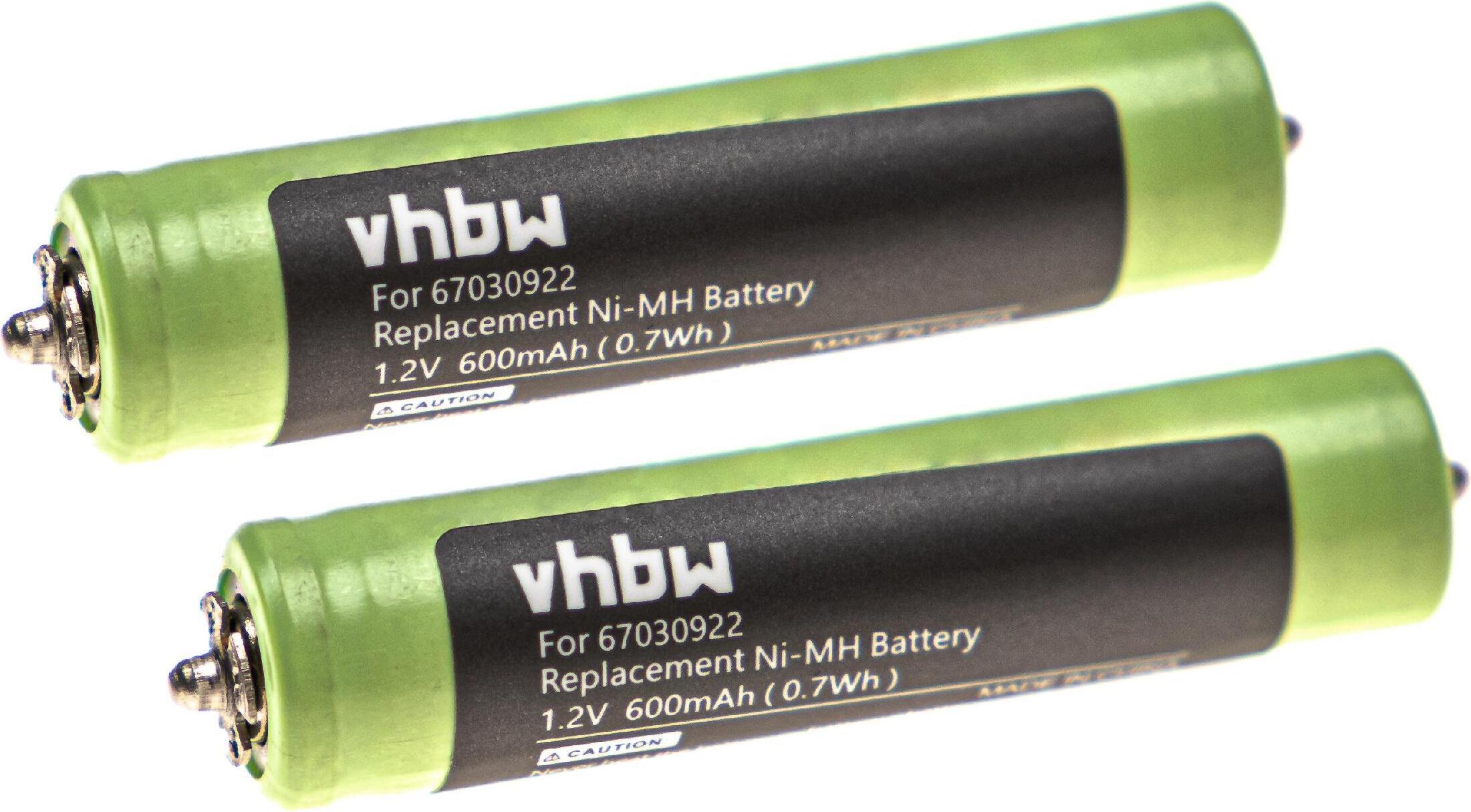 vhbw 2x Akku kompatibel mit Braun LS5360, LS5500, LS5560, Ladyshaver Silk & Soft LS5560, Ladyshaver Silk & Soft LS5500 Rasierer (600 mAh, 1,2 V, NiMH)
