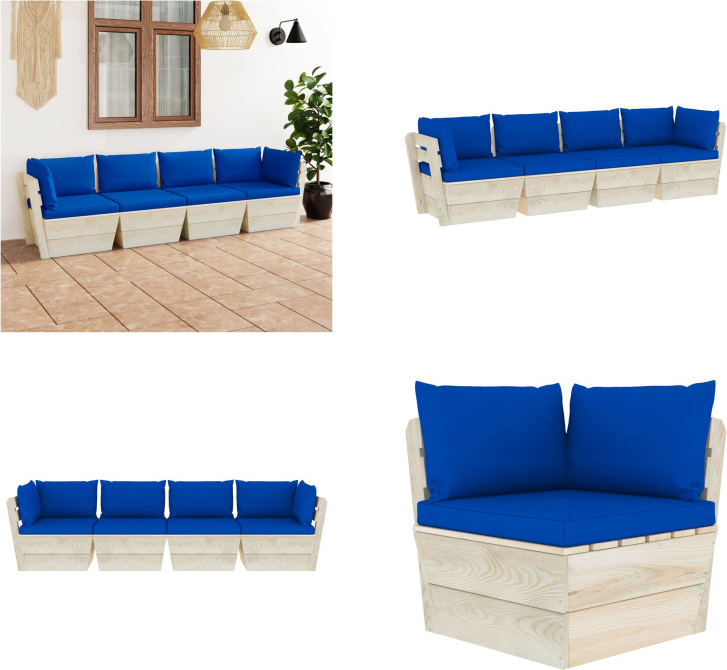 vidaXL Záhradná 4-miestna pohovka z paliet s vankúšmi zo smrekového dreva - Pohovka z paliet - 4-miestna pohovka - 4-miestne pohovky